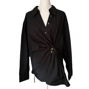 Tanya Taylor black Orla button down top size 12 NWT